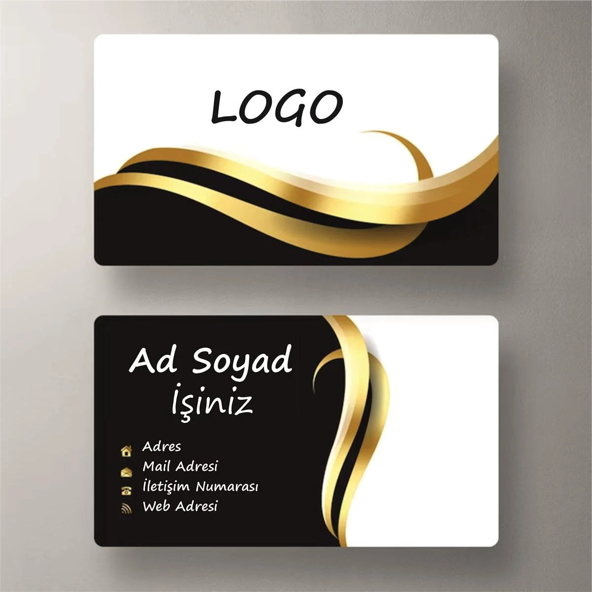 Coated Double Sided Colored Matte Embossed Lacquered Oval Cut Business Card 350 gr.