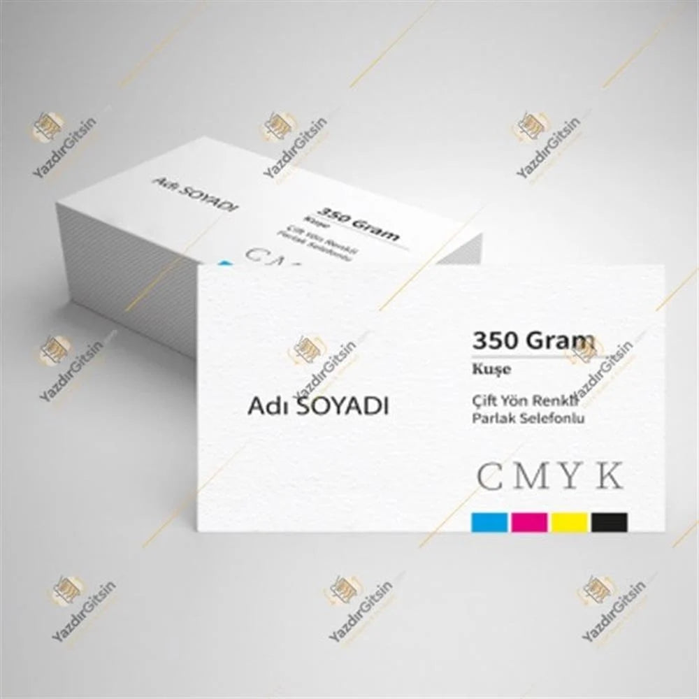 Glossy Cellophane Business Card (350 gr. Coated) Double Sided Colored