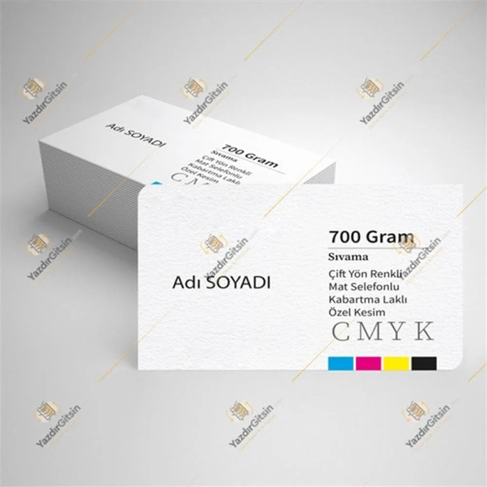 Matte Embossed Lacquered Business Card (700 gr. Coating) Oval Cut Double Sided