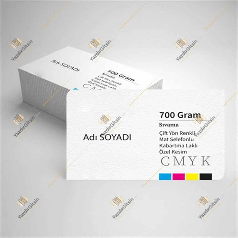 Matte Embossed Lacquered Business Card (700 gr. Coating) Special Cut Double Sided