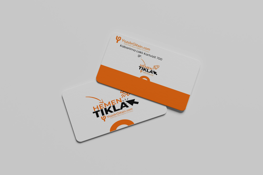 Matte Embossed Lacquered Business Card (700 gr. Coating) Oval Cut Double Sided