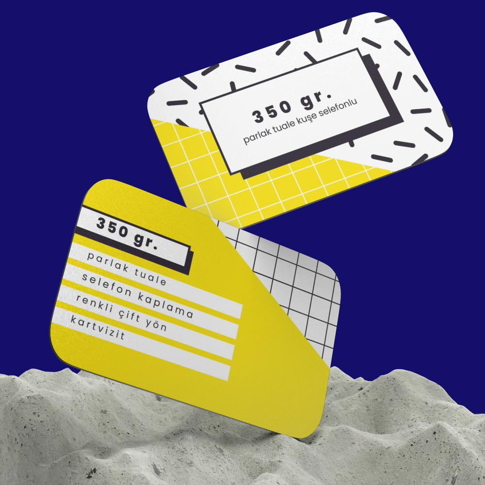 Glossy Cellophane Business Card (350 gr. Coated) Double Sided Colored