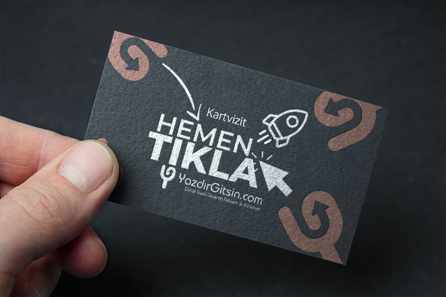 Matte Embossed Lacquered Business Card (350 gr. Coated) Double Sided Colored Special Cut