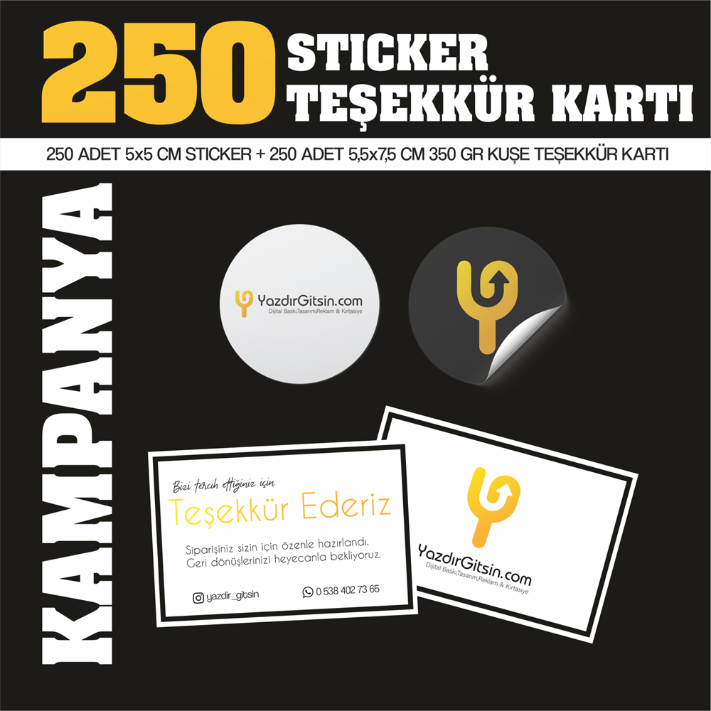 250li Sticker ve Teşekkür Kartı