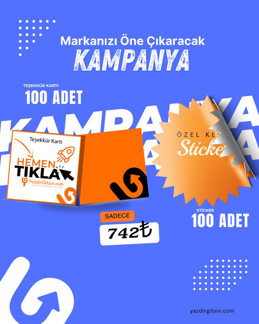 100 ADET Sticker ve Teşekkür Kartı FIRSATI