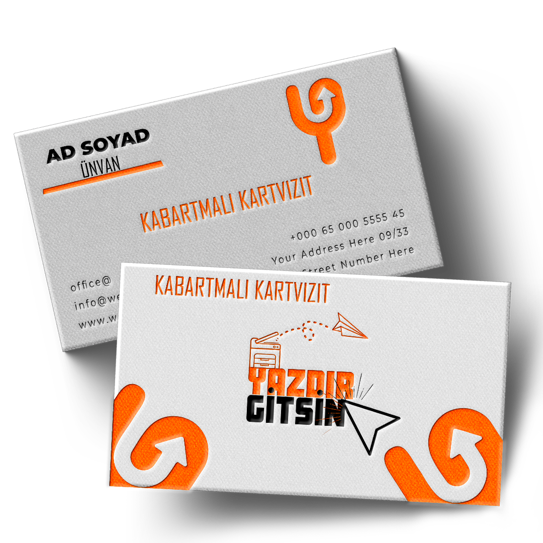 Mat Kabartma Laklı  Kartvizit (700 gr. Sıvama) Oval Kesim Çift Yön