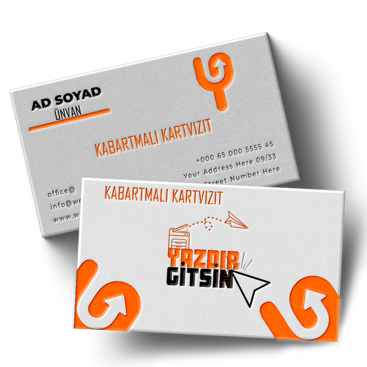 Mat Kabartma Laklı Kartvizit (700 gr. Sıvama)  Özel Kesim Çift Yön